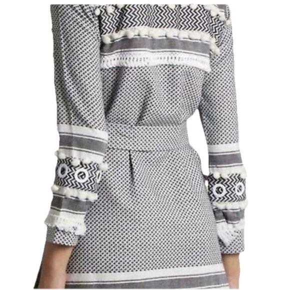 DoDo Bar Or Cotton Button Up Shirt Dress w Belt Black White Check Size Small New - Picture 2 of 13